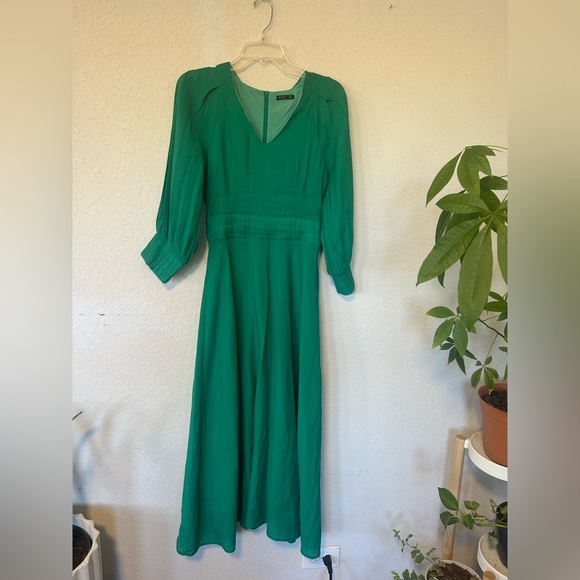 Vintage Inspired MOTF Vibrant Green Long Sleeve Dress with Lining Size X-Small - Picture 1 of 9